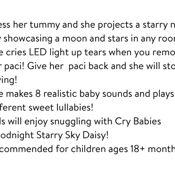 Cry babies Goodnight Starry Sky Daisy Doll with Moon & Stars Projection. - Picture 10 of 11